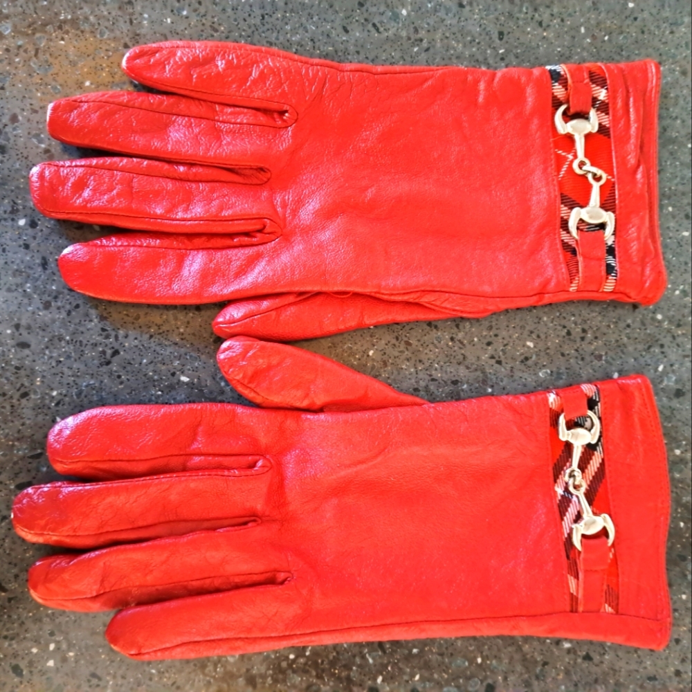 Elegant Red Leather Gloves